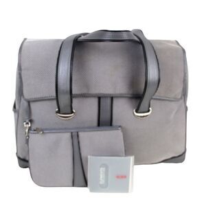 Tumi GRAY NYLON GENUINE LEATHER TRIM BUSINESS TOTE SHOULDER BAG HANDBAG+POUCH
